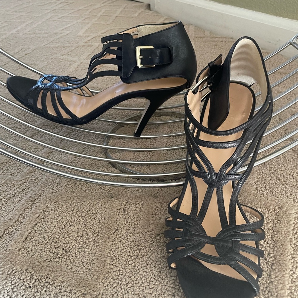 Cole Haan Black Strappy Stiletto Heels with Buckle Size 9B - Picture 12 of 14